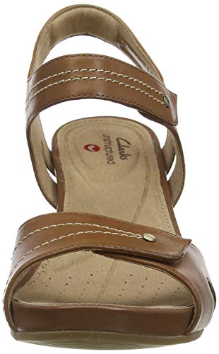 Clarks Un Palma Vibe, Sandalias de Talón Abierto para Mujer, Marrón (Mahogany Leather Mahogany Leather), 39 EU