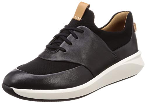 Clarks Un Rio Lace, Zapatillas, Negro (Black Leather Black Leather), 37.5 EU