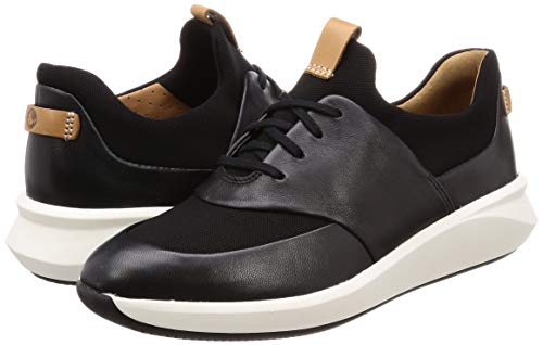 Clarks Un Rio Lace, Zapatillas, Negro (Black Leather Black Leather), 39 EU