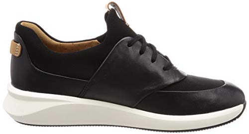 Clarks Un Rio Lace, Zapatillas, Negro (Black Leather Black Leather), 39 EU