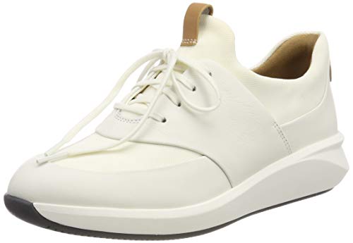 Clarks Un Rio Lace, Zapatos de Cordones Derby Mujer, Blanco (White Leather-), 43 EU