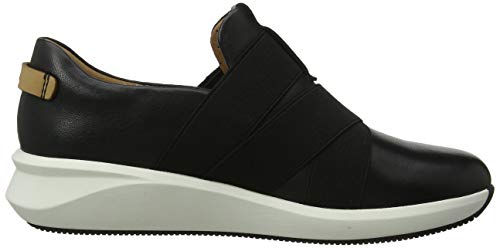 Clarks Un Rio Strap, Zapatillas Mujer, Negro (Black Leather Black Leather), 37 EU