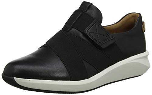 Clarks Un Rio Strap, Zapatillas Mujer, Negro (Black Leather Black Leather), 37 EU