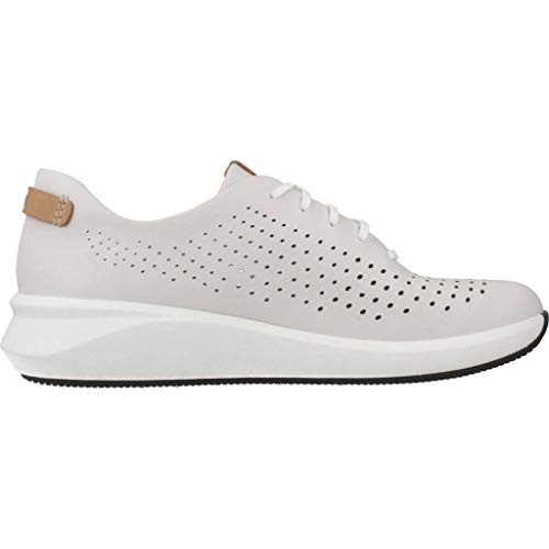 Clarks Un Rio Tie, Zapatillas Mujer, White Leather, 39 EU
