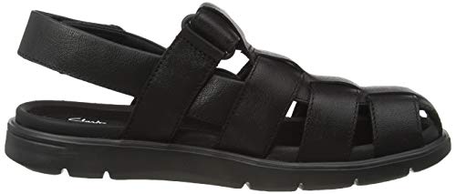 Clarks Unwilmore Ray, Sandalias Punta Cerrada Hombre, Negro (Black Leather Black Leather), 40 EU