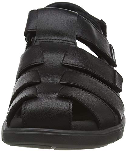Clarks Unwilmore Ray, Sandalias Punta Cerrada Hombre, Negro (Black Leather Black Leather), 40 EU