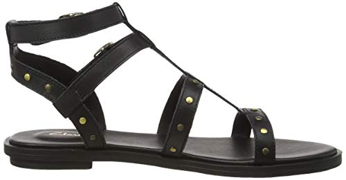 Clarks Willow Glad, Sandalias de Gladiador para Mujer, Negro (Black Leather Black Leather), 40 EU