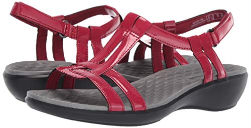 Clarks Women's Sonar Aster Sandal, Red Synthetic Patent, 9.5 Wide