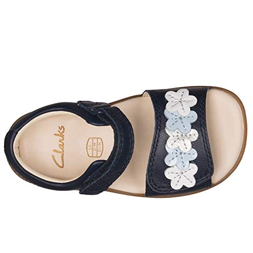 Clarks Zora Finch T, Sandalias Punta Cerrada Niños, Azul (Navy Leather Navy Leather), 23 EU