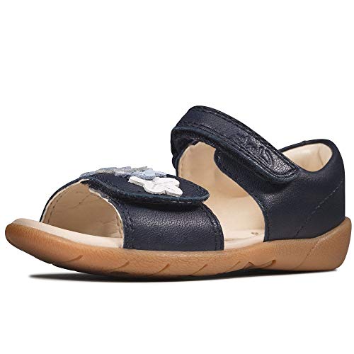 Clarks Zora Finch T, Sandalias Punta Cerrada Niños, Azul (Navy Leather Navy Leather), 23 EU