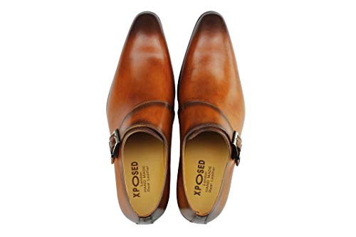 Classic Pulido De Cuero Real De Los Hombres Solo Monje Calzado Antideslizante Hebilla De Correa sobre El Smart Work Vestido Mocasín [Hy50-K36-Yellow-43]