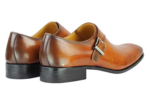 Classic Pulido De Cuero Real De Los Hombres Solo Monje Calzado Antideslizante Hebilla De Correa sobre El Smart Work Vestido Mocasín [Hy50-K36-Yellow-43]