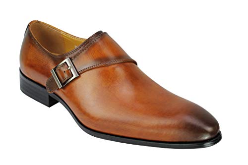 Classic Pulido De Cuero Real De Los Hombres Solo Monje Calzado Antideslizante Hebilla De Correa sobre El Smart Work Vestido Mocasín [Hy50-K36-Yellow-43]