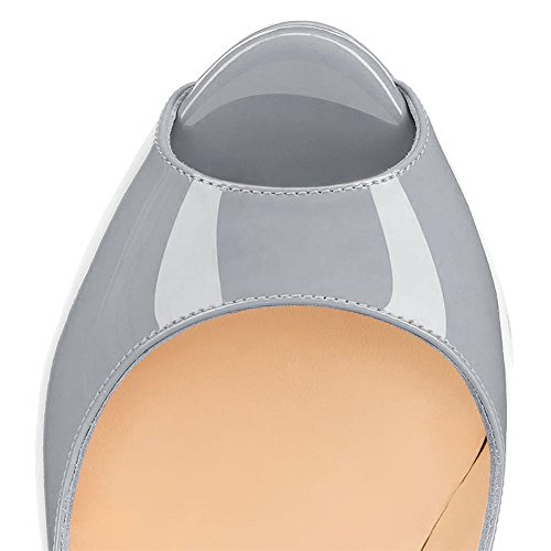 COLETER Zapatos de tacón alto con plataforma para mujer, color Gris, talla 38 EU