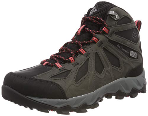 Columbia Lincoln Pass Mid LTR Outdry, Botas de Senderismo Mujer, Nergo, Rojo (Black, Red Camellia), 39 EU