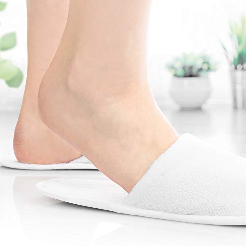 com-four® 6 Pares de Zapatillas de Felpa - Pantuflas Cómodas - Babuchas con Suela Antideslizante - Talla 42/43 - Color: Blanco (06 Pares Blancos - 42/43)