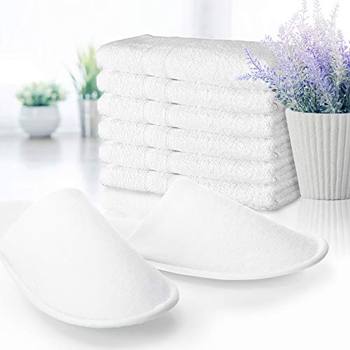 com-four® 6 Pares de Zapatillas de Felpa - Pantuflas Cómodas - Babuchas con Suela Antideslizante - Talla 42/43 - Color: Blanco (06 Pares Blancos - 42/43)