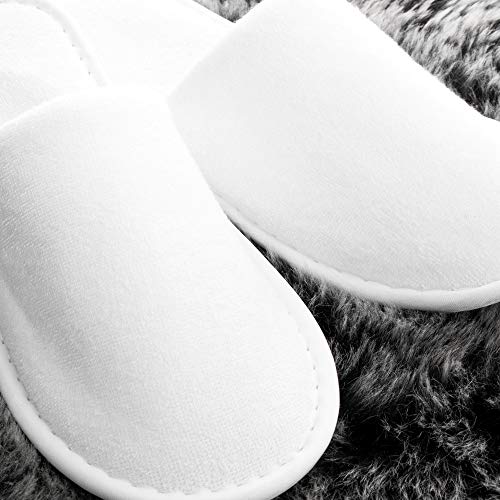 com-four® 6 Pares de Zapatillas de Felpa - Pantuflas Cómodas - Babuchas con Suela Antideslizante - Talla 42/43 - Color: Blanco (06 Pares Blancos - 42/43)