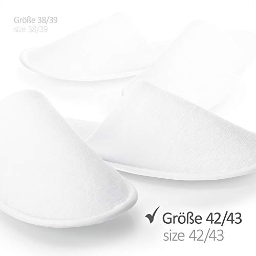 com-four® 6 Pares de Zapatillas de Felpa - Pantuflas Cómodas - Babuchas con Suela Antideslizante - Talla 42/43 - Color: Blanco (06 Pares Blancos - 42/43)