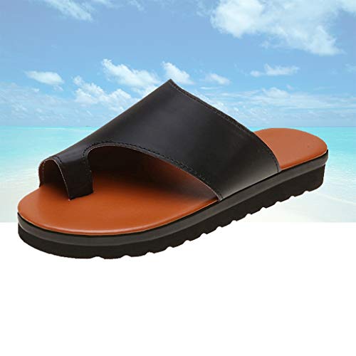 Cómoda sandalia de la plataforma, zapatos de cuero PU, de deslizamiento resistente al desgaste ortopédicos juanete Corrector sandalias no con la ayuda de arco, la playa del verano viaje Zapatillas