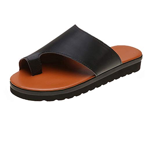 Cómoda sandalia de la plataforma, zapatos de cuero PU, de deslizamiento resistente al desgaste ortopédicos juanete Corrector sandalias no con la ayuda de arco, la playa del verano viaje Zapatillas