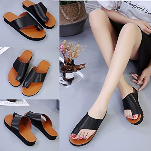Cómoda sandalia de la plataforma, zapatos de cuero PU, de deslizamiento resistente al desgaste ortopédicos juanete Corrector sandalias no con la ayuda de arco, la playa del verano viaje Zapatillas