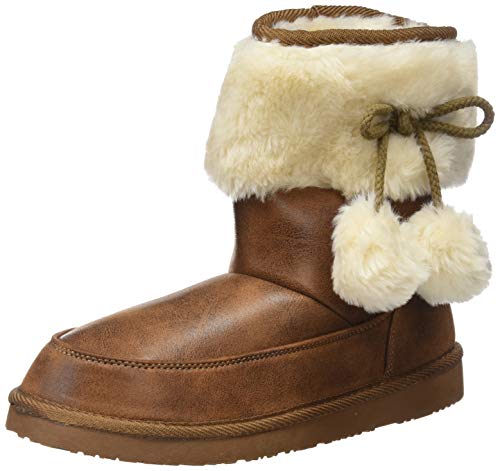 Conguitos Bota Australiana con Pompones Laterales, Botas Slouch Niña, Marrón (Cuero 44), 33 EU