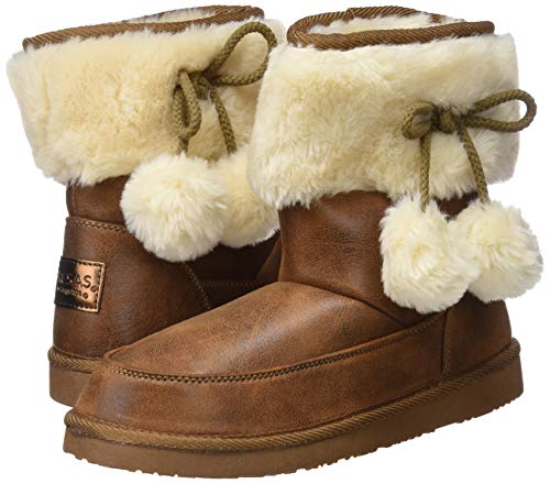 Conguitos Bota Australiana con Pompones Laterales, Botas Slouch Niña, Marrón (Cuero 44), 33 EU