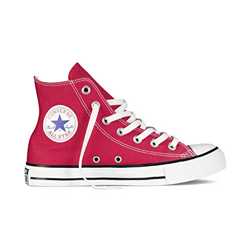 Converse Chuck Taylor All Star High Classic CTAS Hi - Zapatillas altas de lona, unisex, con pegatina de 7 km/h, color Rojo, talla 42 EU