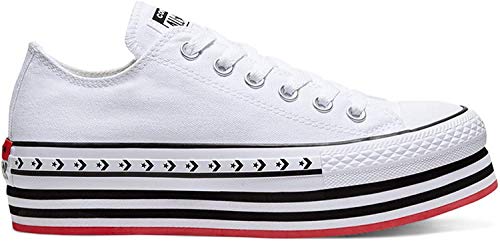 Converse, CTAS Lift White 566762C, Zapatillas con Plataforma para Mujer, 40