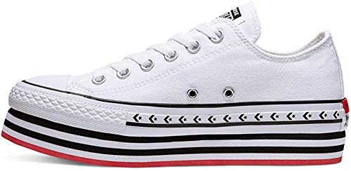 Converse, CTAS Lift White 566762C, Zapatillas con Plataforma para Mujer, 40