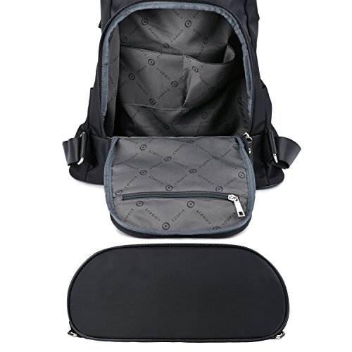 Coofit Mochila Mujer, Mochila Escolar Casual Multifunción Bolso Mochila Negro Actualizar Mochila (Profundo negro)