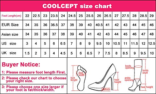 COOLCEPT Mujer Casual Tacón de Cuña Botas Media Pierna Sin Cordones Tacón Alto Botas Plisada Plataforma Otoño Zapatos Black Size 39 Asian