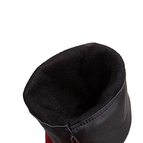 COOLCEPT Mujer Clásico Botas Arrugadas Plano Sin Cordones Mid Botas Altas Punta Redonda Botas Borlas Black Talla 39 Asian