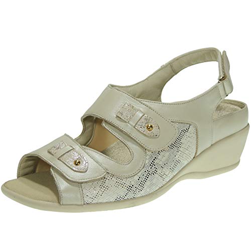 Coper 106805 Zapato Ancho Especial Velcro Planta Extraible Licra Piso Goma para Mujer BEIG Talla 39