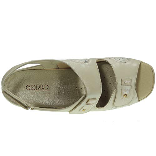 Coper 106805 Zapato Ancho Especial Velcro Planta Extraible Licra Piso Goma para Mujer BEIG Talla 39