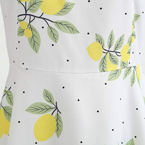 COZOCO Malla de Encaje Vestido Mini Capa Vintage Cap Manga Rockabilly cóctel Swing Vestido Mujer Vestido Corto Mujer Retro Años（Amarillo，EU-40/CN-XL）