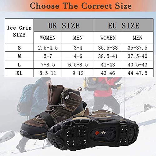 Crampones Nieve Hielo 24 Dientes Garras Antideslizantes Tracción Sobre Zapatos Botas Cubierta Calzado Invierno al Aire Libre para Senderismo Pesca Escalada