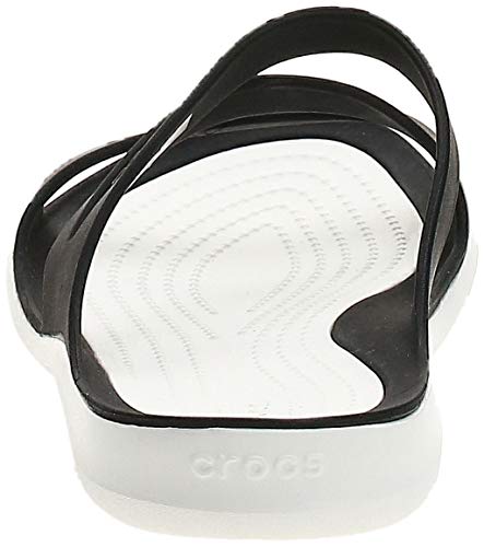crocs 203998, Chanclas Mujer, Negro (Black/White), 38/39 EU (W 8 US)