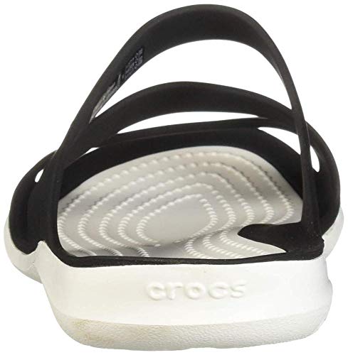 crocs 203998, Chanclas Mujer, Negro (Black/White), 38/39 EU (W 8 US)