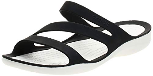 crocs 203998, Chanclas Mujer, Negro (Black/White), 39/40 EU (W 9 US)