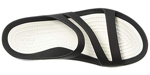 crocs 203998, Chanclas Mujer, Negro (Black/White), 41/42 EU (W 10 US)