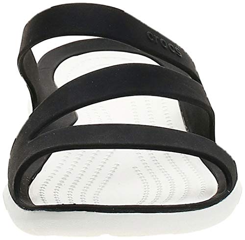 crocs 203998, Chanclas Mujer, Negro (Black/White), 41/42 EU (W 10 US)