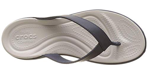 Crocs Capri V Flip, Chanclas para Mujer, Azul (Navy/Pearl White), 38/39 EU