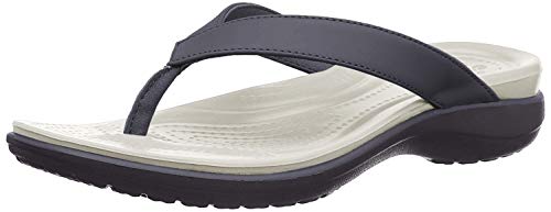 Crocs Capri V Flip, Chanclas para Mujer, Azul (Navy/Pearl White), 38/39 EU