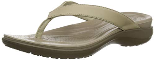Crocs Capri V Flip, Chanclas para Mujer, Beige (Chai/Walnut), 39/40 EU