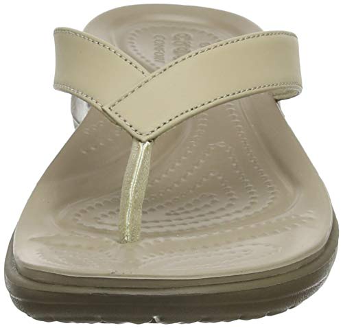 Crocs Capri V Flip, Chanclas para Mujer, Beige (Chai/Walnut), 39/40 EU