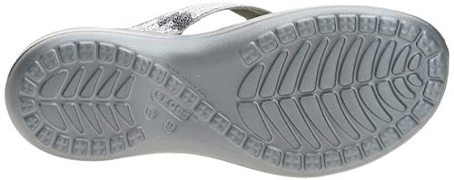 Crocs Capri V Sequin Flip, Mujer Sandalia, Plateado (Silver), 39-40 EU