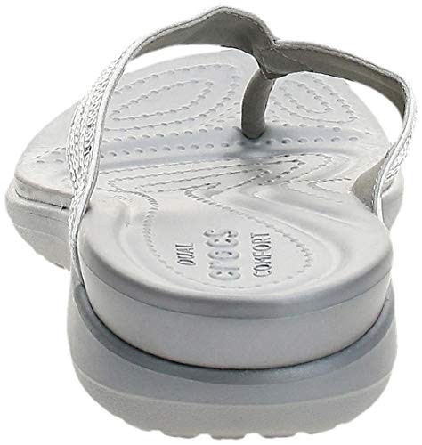 Crocs Capri V Sequin Flip, Mujer Sandalia, Plateado (Silver), 39-40 EU