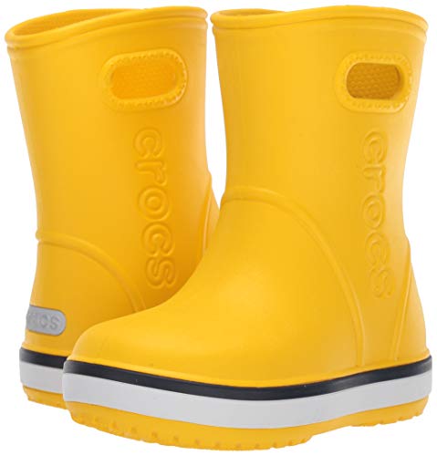 Crocs Crocband Rain Boot Kids, Botas de Agua Unisex Niños, Amarillo (Yellow/Navy 734), 27/28 EU